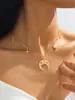 1 Pieza de Collar Colgante de Luna y Estrella Dorada para Mujer, Cadena para Clavícula de Lujo Ligero de Nicho de Gama Alta, Moderno y Elegante