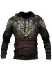 Sudadera con capucha de moda nueva para otoño e invierno europea y americana, serie de mitología vikinga para hombre, sudadera con capucha 3D con estampado genial