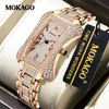 Mokago 8120 Relógio Luxo Leve Céu Estrelado Totalmente Diamantado Design Aerodinâmico Feminino Relógio de Quartzo Totalmente Diamantado