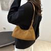 Fieltro de Piel de Ciervo Casual 2024 Color Sólido Simple Nueva Moda Retro para Viajar al Trabajo Gran Capacidad Bolso Cruzado Tote de Hombro
