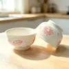 Bol de Arroz de 5 Pulgadas Bol de Arroz Cerámico Vajilla Bol de Ensalada de Alto Valor Bol de Arroz Color Bajo Esmalte