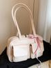 Nuevo Popular Estilo Coreano Maillard Moda Simple Bolso Bowling Casual para Mujer Combinable para el Día a Día Color Sólido Bandolera
