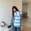 Bufanda Larga de Punto con Rayas Contrastantes Estilo Coreano para Mujer, Protección contra el Frío Otoño/Invierno Calidez Protección para el Cuello Atmósfera de Alta Gama Polaina Versátil para el Cuello