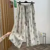 Pantalones anchos de algodón y lino con estampado étnico para mujer, culottes de verano con volantes que rejuvenecen, pantalones casuales vintage de cintura alta
