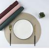 Impermeável e à prova de óleo semicírculo pu couro placemat cor sólida ins vento calor isolamento tapete hotel bens domésticos placemat