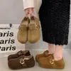 Botas de piel estilo Birkenstock, con suela gruesa, que aumentan la altura, forradas de borrego, completamente cerradas, para mujer, nuevas de invierno 2026, cálidas, de caña baja, para nieve, zapatos de algodón