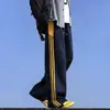 Calça casual artística estilo japonês retrô americana para homens e mulheres, calça de perna larga solta e simples para primavera e outono, marca da moda com design color-blocking