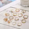 Joyería de Venta Caliente Transfronteriza Europea y Americana, Anillo de Articulación de Flor de Loto Hueco de Moda, Anillo con Diseño Retro Incrustado de Diamantes, Joyería para la Mano de Mujer
