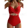 Europa y Estados Unidos nuevo traje de baño de una pieza combinación de colores sexy con tiras cruzadas huecas traje de baño para mujer Amazon transfronterizo disponible al por mayor