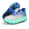 Sapatos de caminhada de celebridade da internet carregando luz piscante meninas Crianças estudantes sapatos de patinação sapatos de patinação de duas rodas masculinos podem receber rodas sapatos de purga