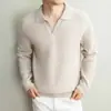 Suéter Minimalista Novo Estilo Old Money Outono/Inverno 2026 com Gola Reversível, Tricô Casual de Lã de Ovelha com Gola de Gaivota, Manga Longa