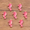 10 Colgantes de Acero Inoxidable Multicolor Dorado de Doble Cara con Goteo de Aceite para Peces, Cangrejos, Delfines, Corales, Caballitos de Mar DIY para Viajes de Commuting a la Moda
