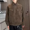 Chaqueta de trabajo retro americana con cuello alto para primavera y otoño, nueva chaqueta, ajuste holgado de felpa 2026, elegante chaqueta unisex estilo motero de PU
