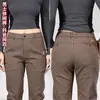 Calça masculina casual para comércio exterior transfronteiriço, cintura semi-elástica para negócios, calça longa versátil de corte slim, novas calças retas de corte slim