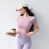 Roupa de Yoga Elástica para Fitness Gola Redonda Manga Curta Respirável Emagrecedora Pilates Corrida Top Secagem Rápida Camiseta Esportiva Verão Fina