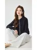 Nuevo Cárdigan de Cachemira con Cuello Redondo, Lentejuelas y Encaje para Otoño/Invierno, Tejido de Punto de Manga Larga para Mujer, Top Suave y Agradable para la Piel