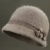 Sombreros para mujeres de mediana edad y ancianas, sombrero cálido de invierno para mamá, grueso con terciopelo, sombrero tipo cubo para personas mayores, abuela, sombrero de lana tejido para señora mayor
