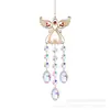 Atrapasoles Carrillón de Viento para Exteriores Colgante de Cristal de Ángel Color AB Hoja de Malla Decoración Hecha a Mano DIY Suministro Mayorista Transfronterizo