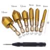 Juego de 23 piezas/26 piezas de broca avellanadora de cinco hojas, broca para corcho, broca para carpintero, punzón, broca escalonada, punzón dorado, broca pagoda, llave L