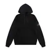 Sudadera con capucha de punto grueso con forro polar, manga larga, estilo europeo y americano, para cruzar fronteras, color liso, con insignia, para hombres y mujeres, isla de amantes