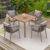 Aijia Mesas y Sillas de Patio al Aire Libre Jardín al Aire Libre Balcón Ocio Cafetería Mesa de Comedor Silla de Cuerda para Casa de Huéspedes
