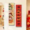 Armonía en el Hogar Trae Prosperidad, Pintura Decorativa para Recibidor con Buenos Significados de Año Nuevo, Pintura en Rollo para Sala de Estar, Pintura Colgante Festiva con el Dios de la Riqueza, Personalizable