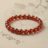 Pulsera de Granate Natural, Completamente Limpia, Grado Coleccionable, Fantasma Rojo, Pulsera Exquisita para Hombres y Mujeres, Joyería Apilable de Círculo Único al por Mayor