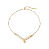 Collar Yingtai de Acero Inoxidable y Acero de Titanio, Redondo, de Nicho, Verano, Pulido, Chapado al Vacío con Oro de 18 Quilates, Geométrico, Único, para Mujeres