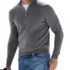 Amazon venta al por mayor transfronteriza otoño e invierno suéter para hombre suéter talla europea moda color liso suéter de media cremallera polo