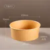 Tigela Descartável de Papel Kraft, Caixa Redonda Espessa para Embalagem de Salada de Frutas para Viagem, Marmita Biodegradável, Caixa para Cortar Frutas, Ecológico