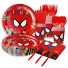 Decoración de Fiesta de Cumpleaños con Tema de Nuevo Marvel Araña Roja Bandera Vaso de Papel Servilleta Plato de Papel Mantel Fiesta