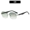Moda Europea y Americana Nuevas Gafas de Sol Sin Marco con Borde Cortado Personalidad Versátiles Gafas de Sol de Tendencia de Gama Alta Gafas de Protección UV