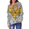Jaqueta Suéter Transfronteiriça para Mulheres Primavera e Outono Estampa Digital 3D de Caveira Top de Ombro Inclinado de Natal Suéter Feminino Roupa Feminina