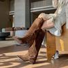 Botas Altas del Mismo Estilo de Meng Ziyi para Mujer, Botas Altas Marrones Populares para Verano, Adecuadas para Combinar con Faldas, Perfectas para Personas Menudas