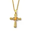 Moda Transfronteriza Europea y Americana Collar de Acero de Titanio con Ojo de Diablo y Cruz Incrustados de Diamantes Cadena para Clavícula Colgante Popular Personalizado para Mujer