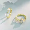 Pendientes Góticos Japoneses y Coreanos de Plata S925 para un Nicho con un Toque de Alta Gama, Diseño Sencillo de Aro y Adornos de Circonita Blanca