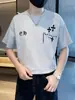 Camiseta de manga corta de algodón puro de peso pesado para hombre, nueva de verano, talla grande para hombre, top americano holgado, ropa para jóvenes y chicos
