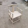 Silla de Madera Maciza en Forma de Media Luna Nuevo Estilo Chino Silla Circular Silla con Respaldo de Peine Silla con Tallado de Sombrero Oficial Silla para Mesa de Té Silla de Comedor Moderna Tubo Tapa Fuerte