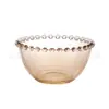 Tigela de salada de vidro transparente com ponto de bolinha, tigela pequena, tigela de renda de pérola, cor transparente, tigela decorativa para casa