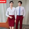 Camisas de Otoño con Cuello en V al por Mayor para Hombres y Mujeres, Camisas Blancas Profesionales, Uniformes de Trabajo para Meseros de Hotel, Uniformes de Auxiliar de Vuelo