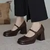 Sapatos Artesanais de Alta Qualidade, Luxo Leve de Chengdu - Achado Imperdível! Camada Superior Pele de Ovelha Salto Alto 7cm Plataforma Impermeável Sapatos de Salto Único Feminino Outono