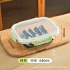 Lonchera de vidrio, tazón universal apto para microondas para oficinistas, apto para refrigerador, colorido, con tapa, resistente al calor, caja de almacenamiento engrosada
