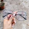 Montura grande para reparar el rostro, retro, cuadrada, de metal, anti luz azul, gafas sencillas, estilo artístico, simple, para hombres y mujeres, montura para gafas de miopía
