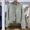 Cárdigan de punto informal de un solo pecho con cuello en V y manga larga para mujer, otoño 2024, K469428