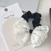 Lazo dulce hija anillo de pelo dorado mujer encaje doble suave estilo coreano banda elástica moda bordado cuerda para el pelo retro temperamento
