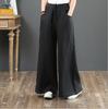Primavera e Verão artística algodão e linho calças largas plus size calça de pernas largas cintura alta calça esfregão calças retas linho calças femininas
