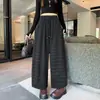 Pantalones de pierna ancha a cuadros retro con bloques de color, nueva colección de otoño para mujer, pantalones largos holgados y casuales, versátiles y adelgazantes, estilo pantalón globo