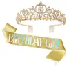 Nuevo Set de Corona de Fiesta de Cumpleaños, Banda para el Hombro de Reina, Cinta, Niña Reina, Accesorios para el Cabello de Fiesta, Tocado, Punto