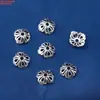 Plata de Ley S925 Cuentas de Melón Cuentas de Arroz Separador de Flor Pequeña Accesorios para Colgante de Flor Plata Blanca Lisa Retro Material para Abalorios DIY Hecho a Mano