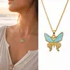 Collar de mariposa de esmalte vintage europeo y americano, cadena de clavícula de circón para mujer, nicho y fresco, joyería de cadena para el cuello estilo ins transfronterizo